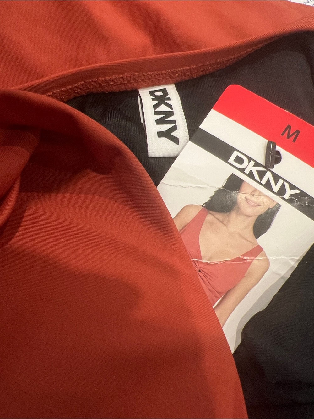 DKNY Rust Red Twist-Front One-Piece Swimsuit - Picture 4 of 4